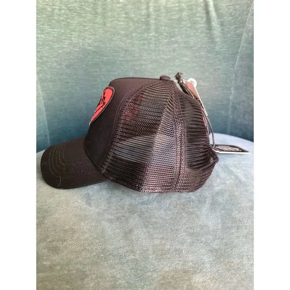 Iconic Von Dutch Black Trucker Hat with Broken Heart Patch